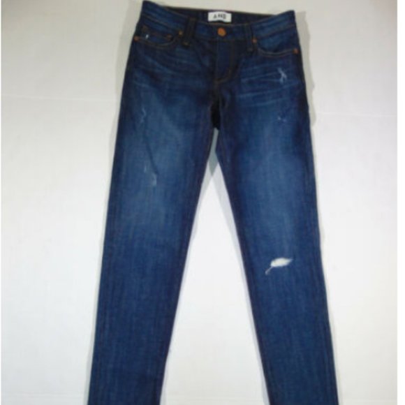 NEW ~A.N.D.  A New Denim Slouchy Ciggie W/ Slit Distressed Skinny JEANS Size 25 - Picture 6 of 9